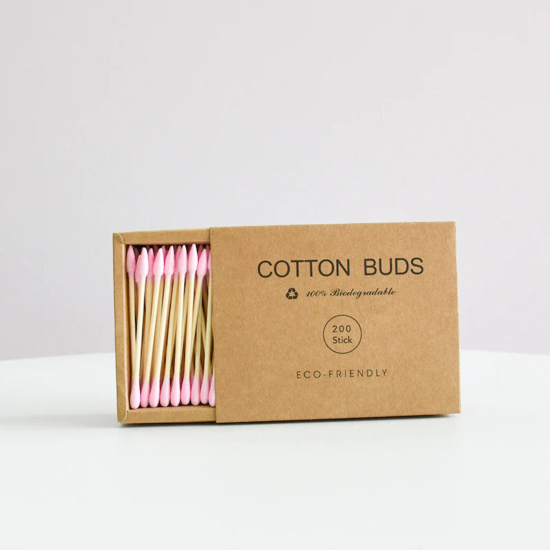 Bamboo Cotton Tips 200pk Pink